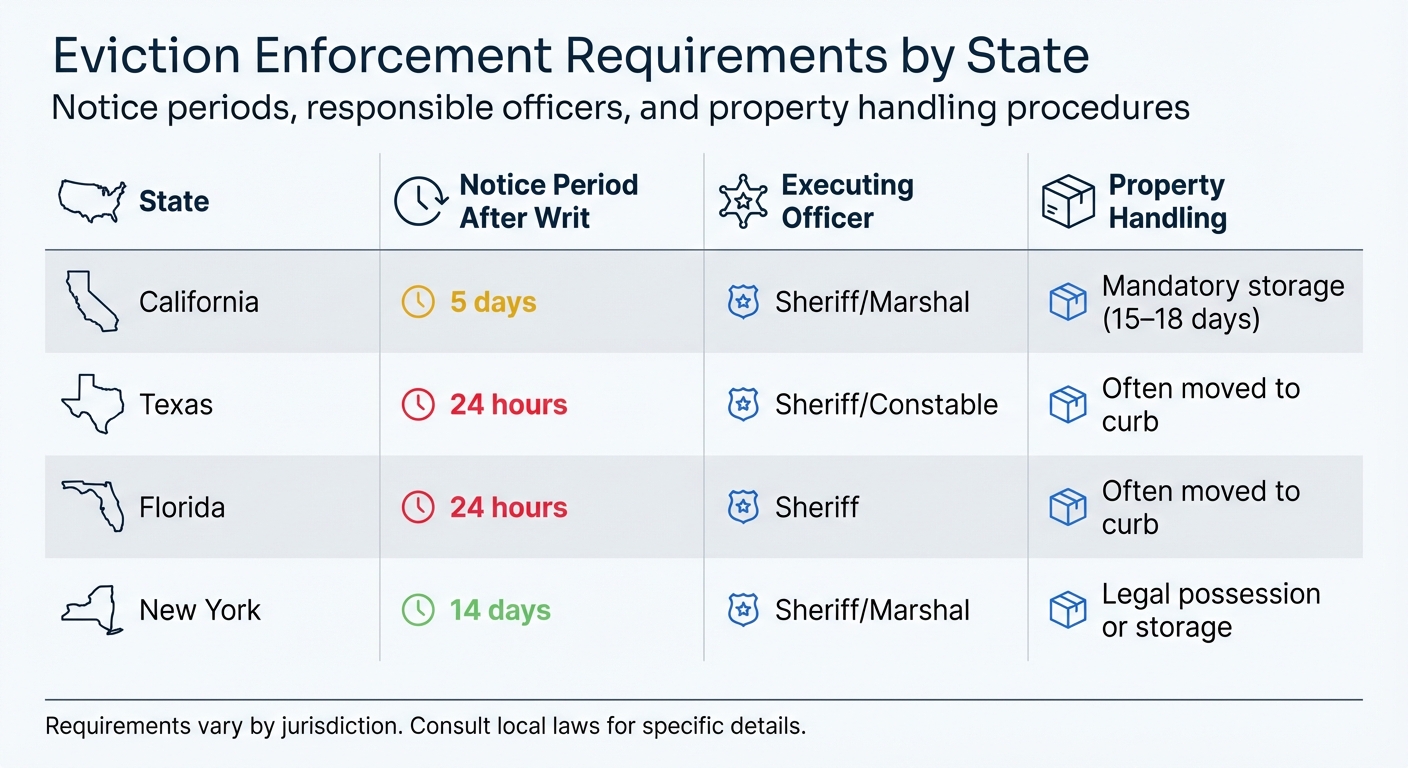 State-by-State Eviction Notice Periods and Property Handling Requirements