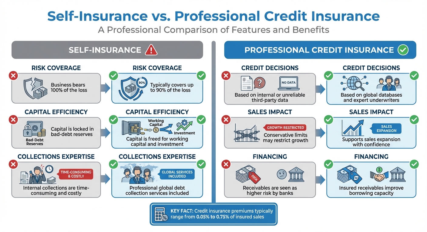 Self-Insurance vs Professional Credit Insurance: Key Differences for Manufacturers