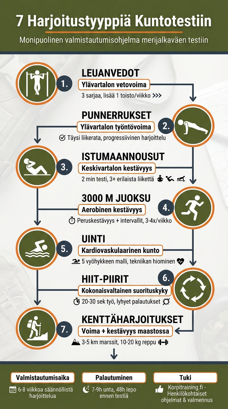 7 harjoitustyyppiä merijalkaväen kuntotestiin valmistautumiseen
