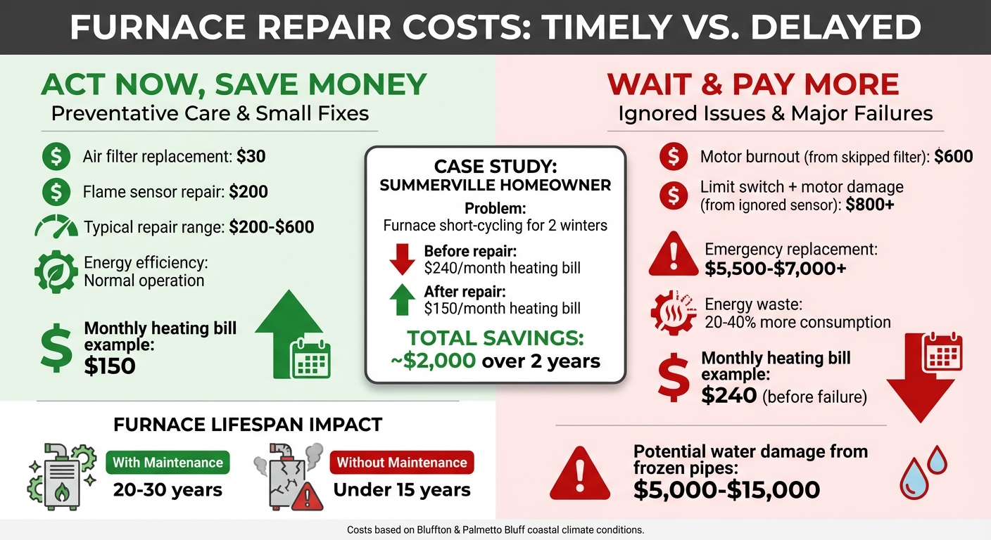 Cost of Timely Furnace Repairs vs Delayed Repairs in Bluffton