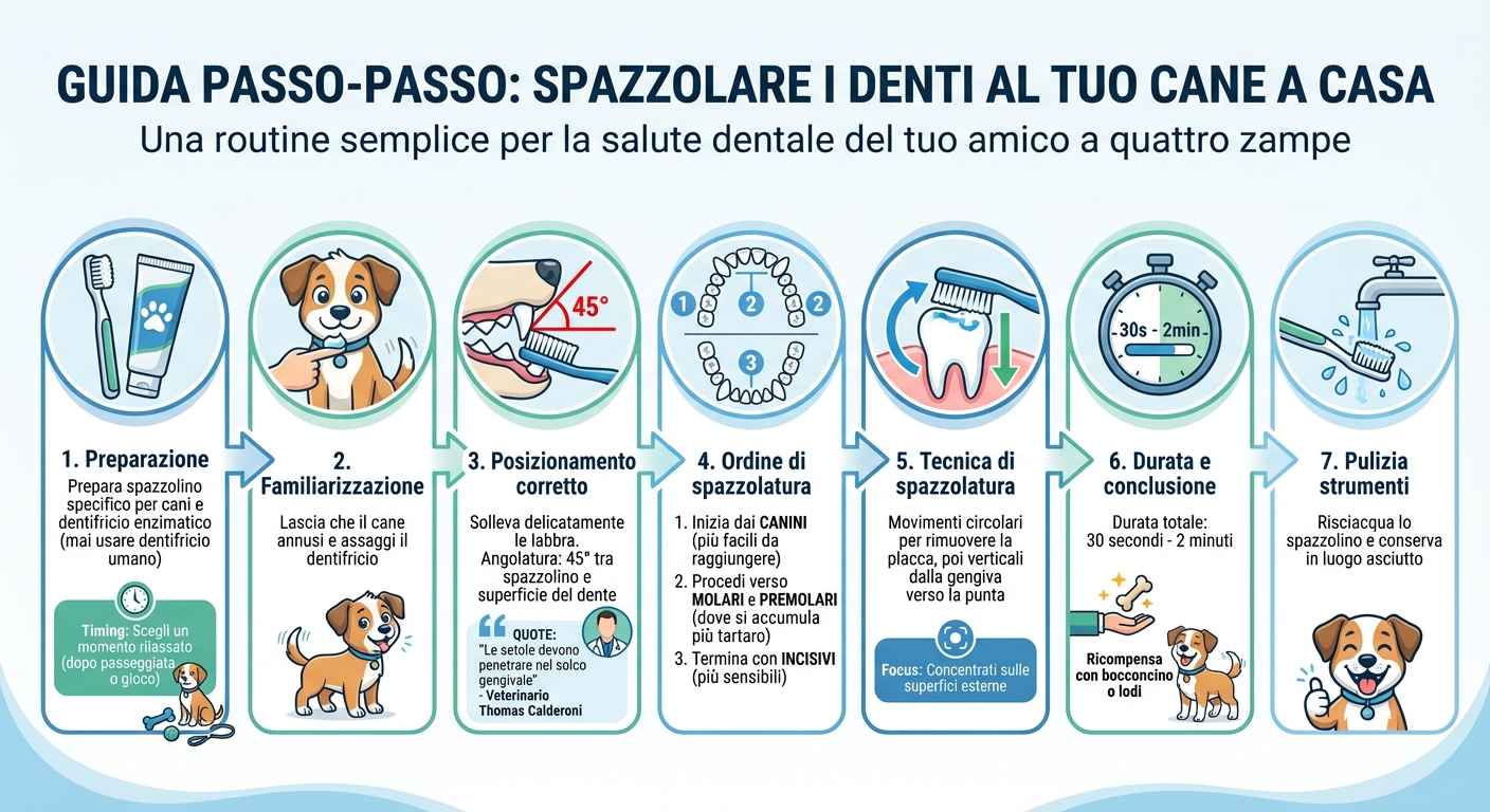 Guida passo-passo per spazzolare i denti del cane correttamente