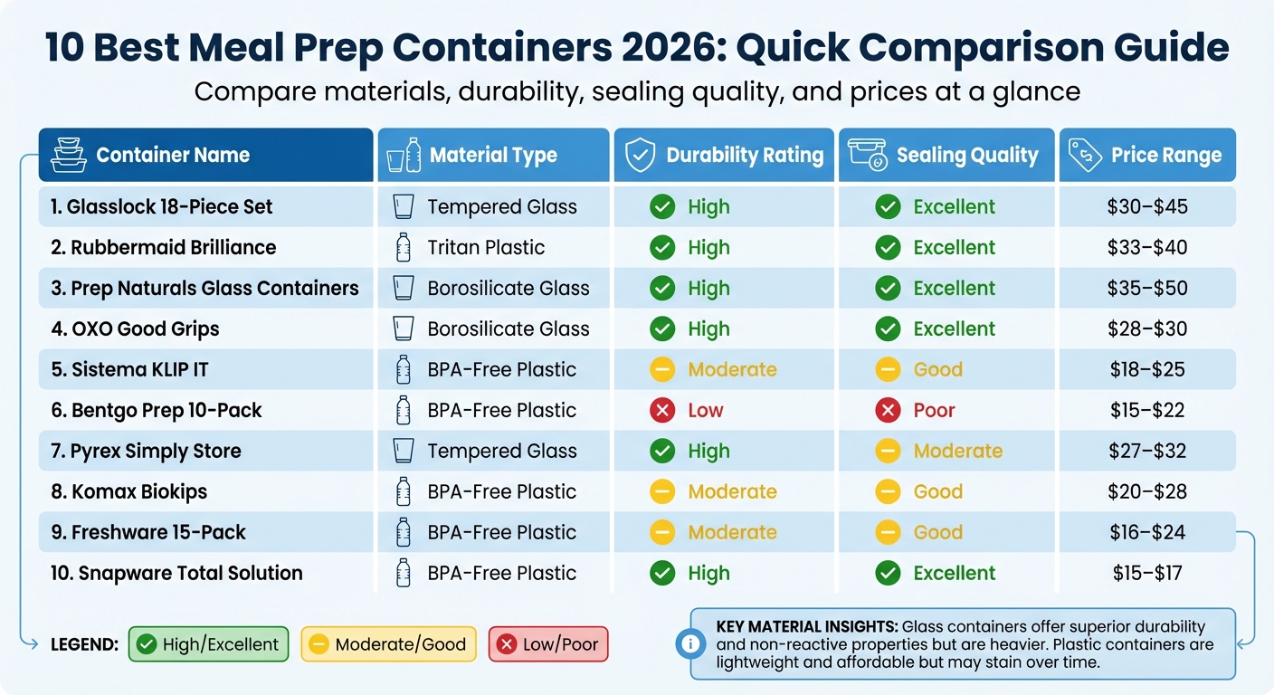 Best Meal Prep Containers 2026: Material, Durability, Sealing & Price Comparison