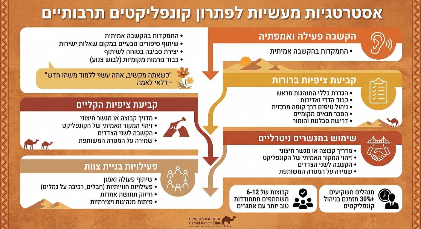 4 אסטרטגיות מעשיות לפתרון קונפליקטים תרבותיים בטיולי קבוצות במדבר
