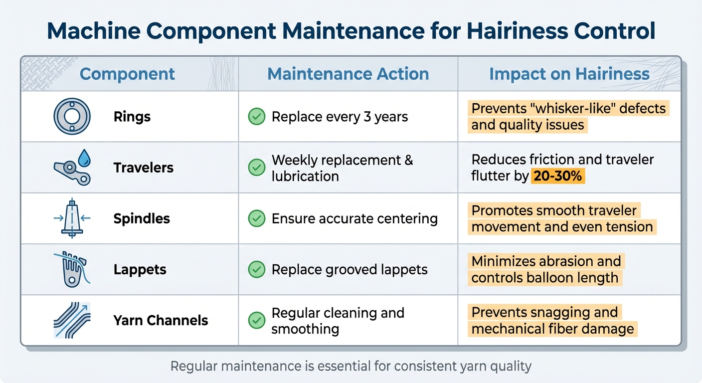Machine Component Maintenance Schedule for Yarn Hairiness Control