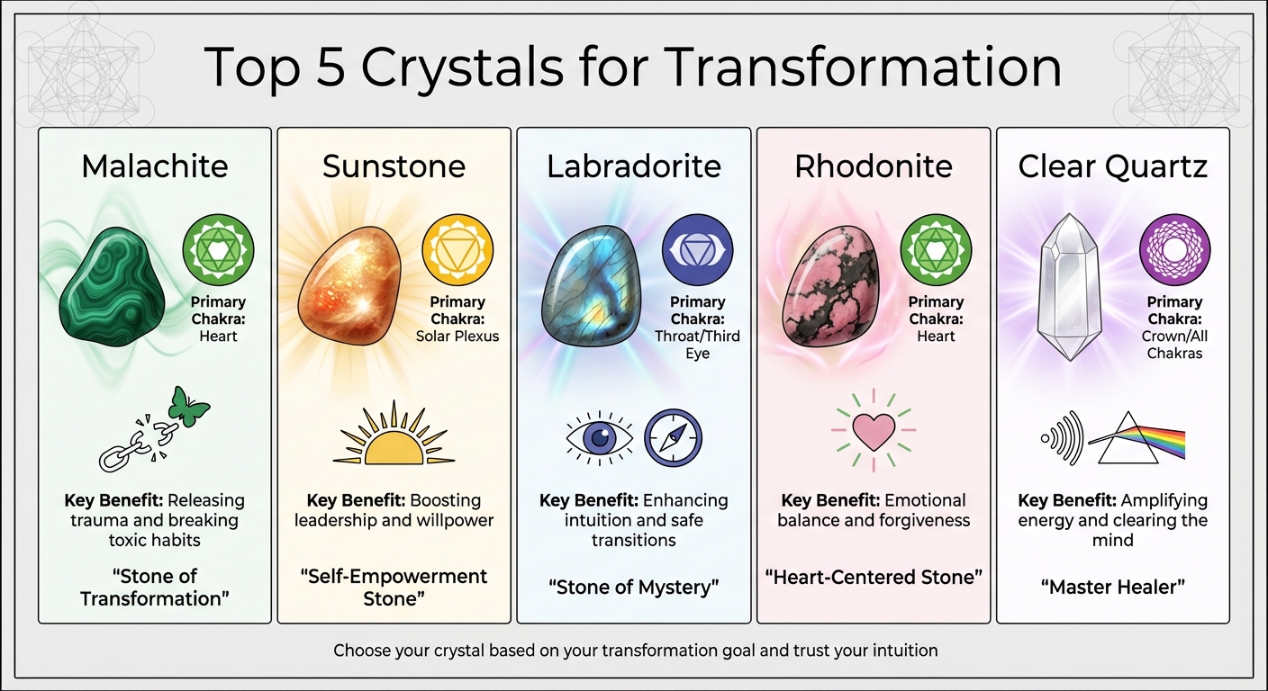 Top 5 Transformation Crystals: Properties, Chakras, and Benefits Guide