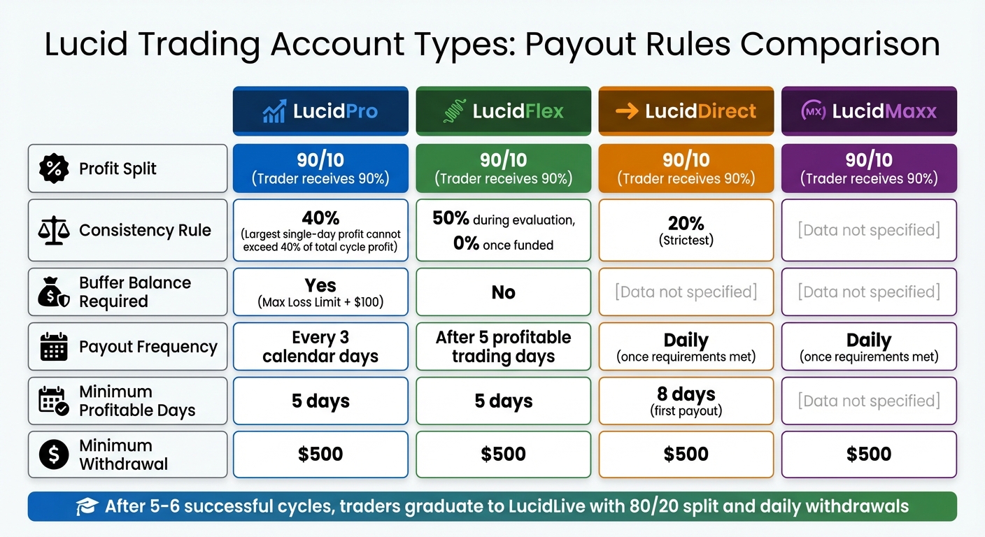 Lucid Trading Account Types Payout Rules Comparison