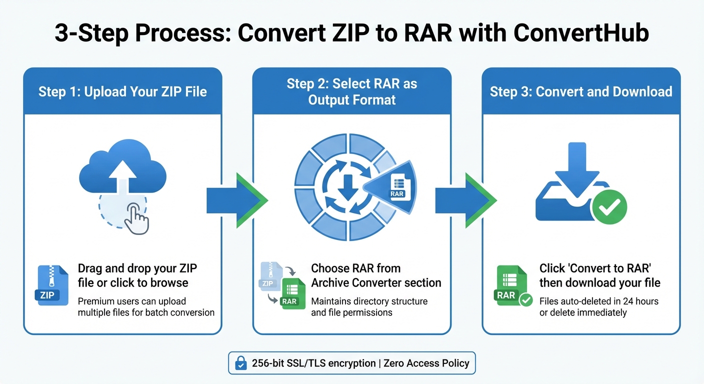 How to Convert ZIP to RAR in 3 Simple Steps