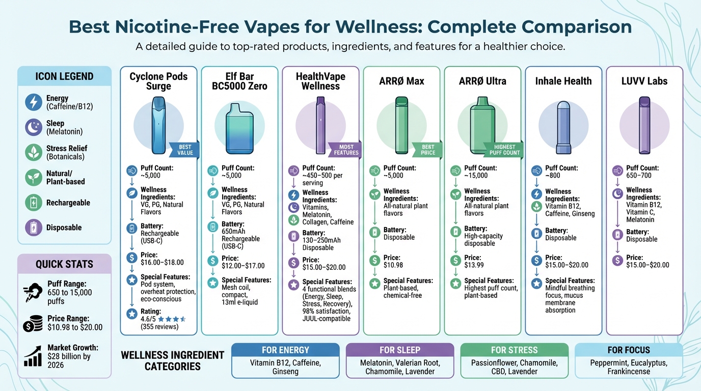Nicotine-Free Wellness Vapes Comparison Chart: Features, Benefits & Pricing