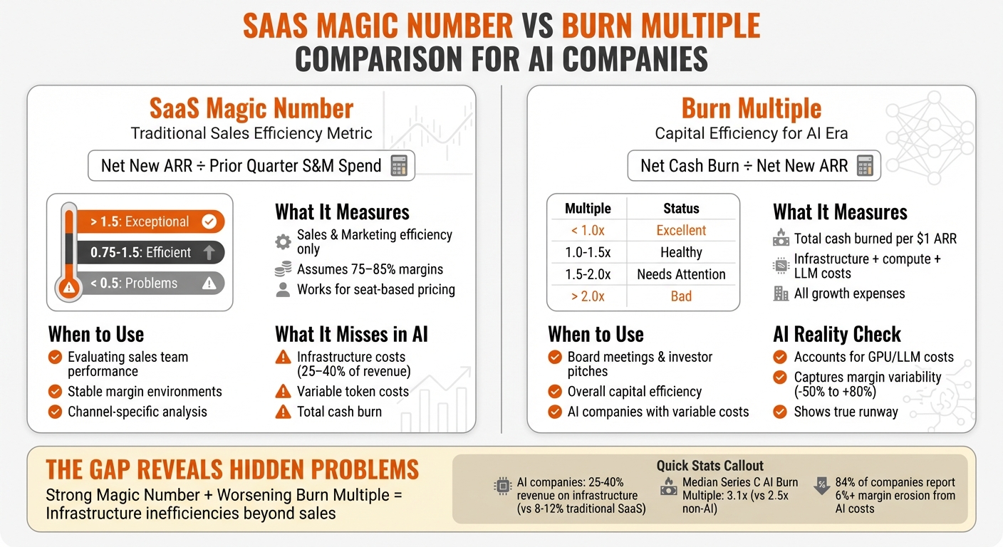 SaaS Magic Number vs Burn Multiple: Key Metrics for AI Companies
