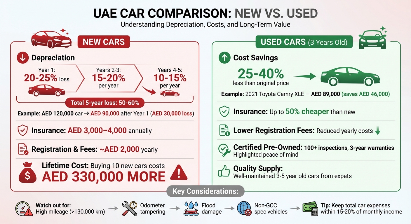 New vs Used Cars in UAE: Cost Comparison and Depreciation Rates