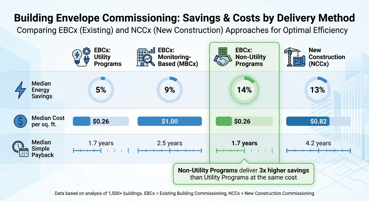 Building Envelope Commissioning Energy Savings and Cost Comparison by Project Type