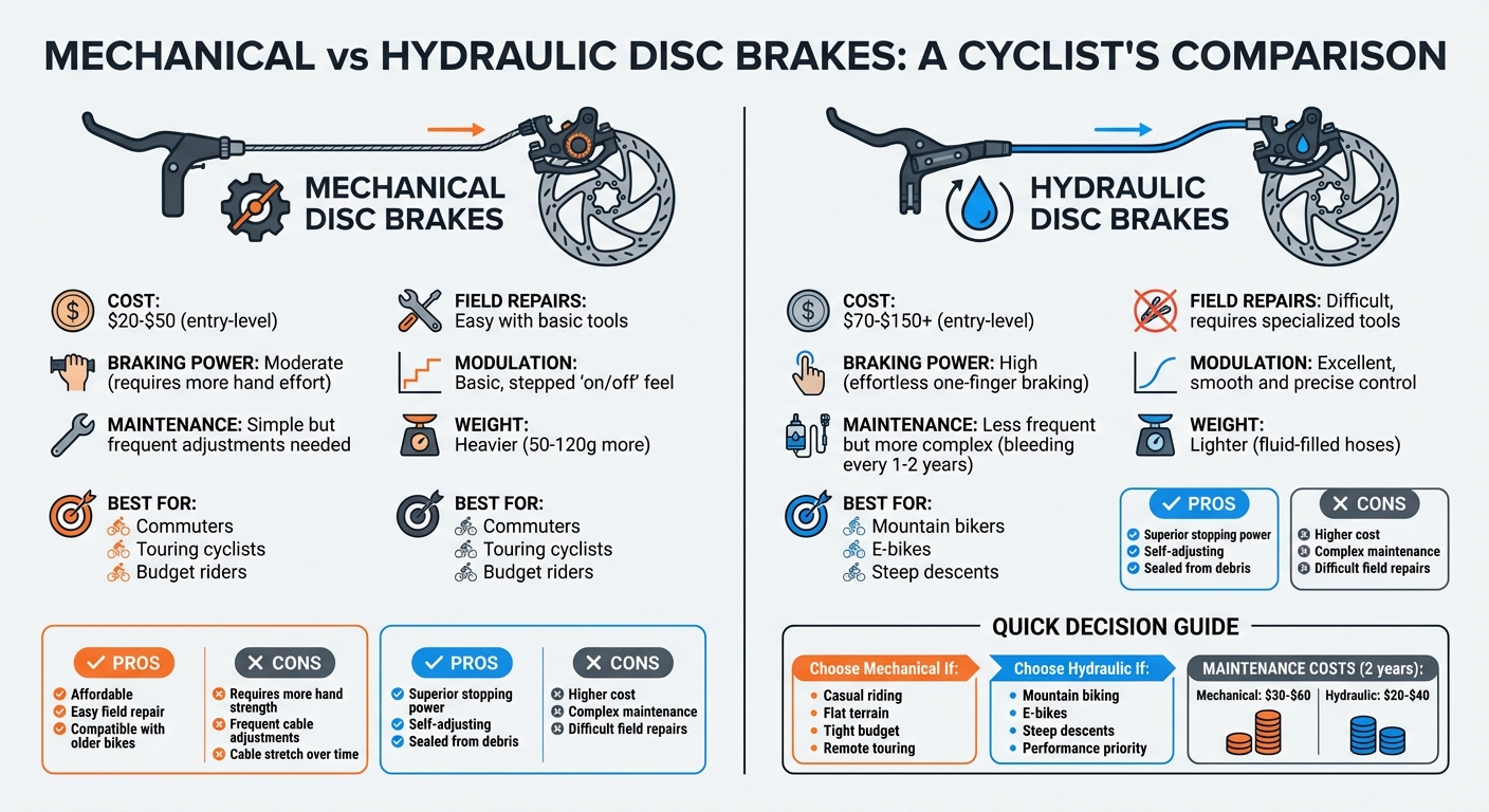 Mechanical vs Hydraulic Disc Brakes Comparison Chart