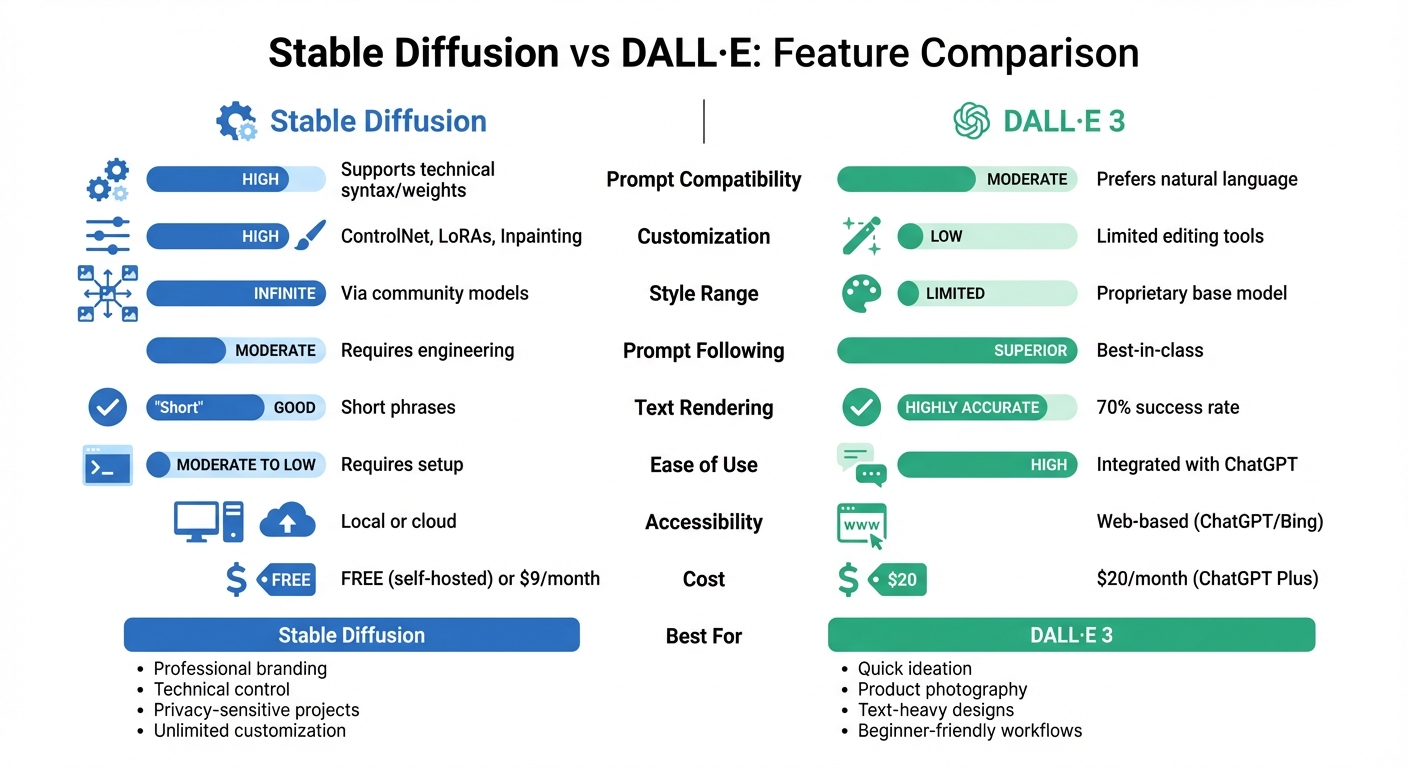 Stable Diffusion vs DALL-E: Feature Comparison for AI Art Generation