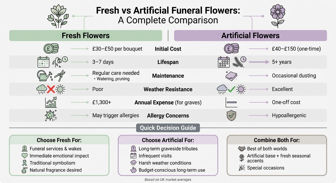 Fresh vs Artificial Funeral Flowers: Cost, Lifespan and Maintenance Comparison