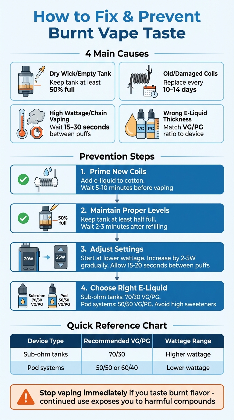How to fix and prevent burnt vape taste: 4-step guide