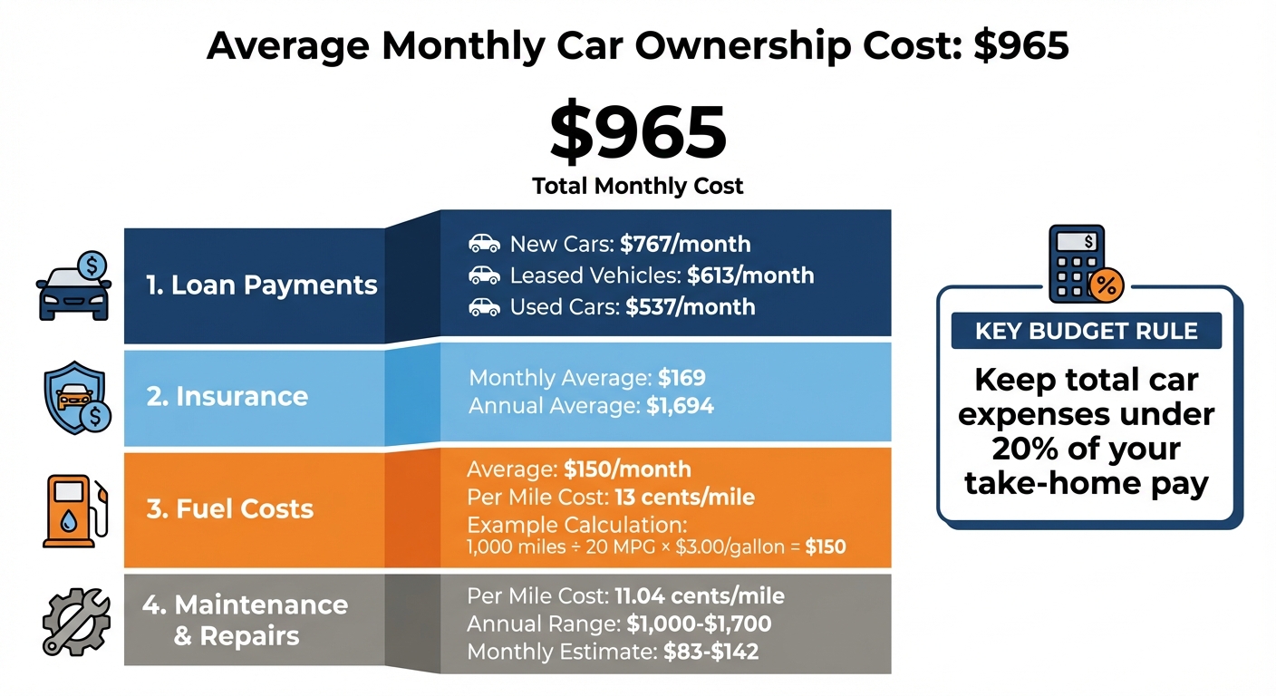 Average Monthly Car Expenses Breakdown in the U.S.