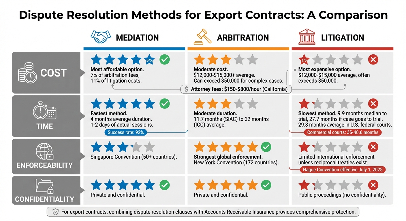 Mediation vs Arbitration vs Litigation: Cost, Time, and Enforceability Comparison