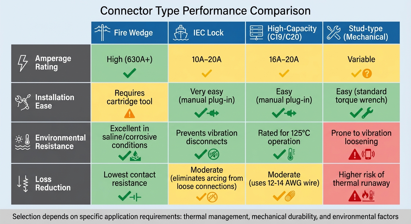 Power Distribution Connector Types: Performance Comparison Chart