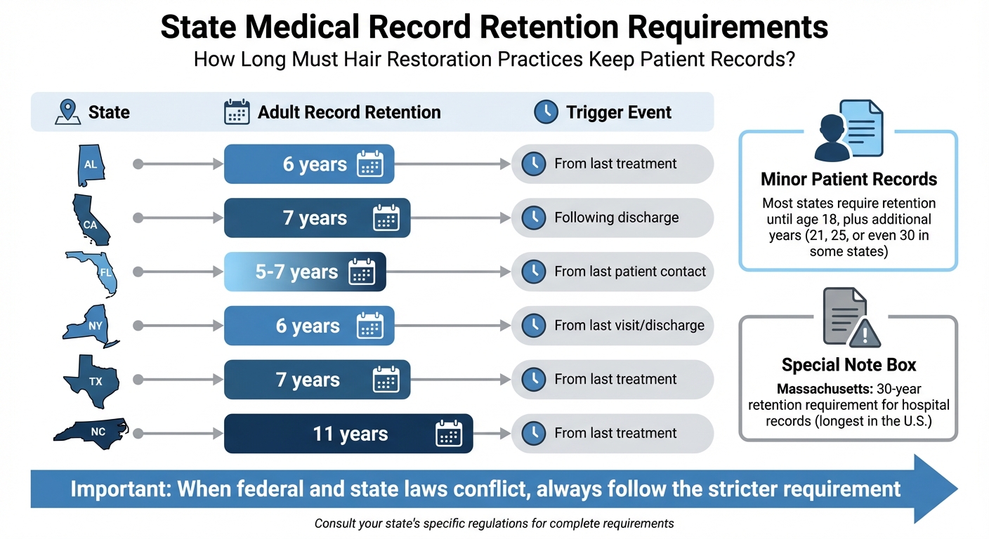 Medical Record Retention Requirements by State for Hair Restoration Practices