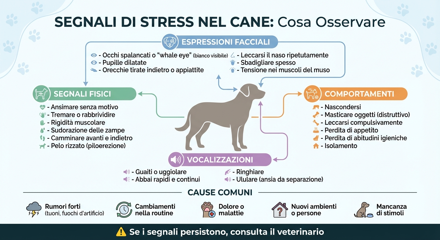 Segnali di stress nel cane: guida visiva completa