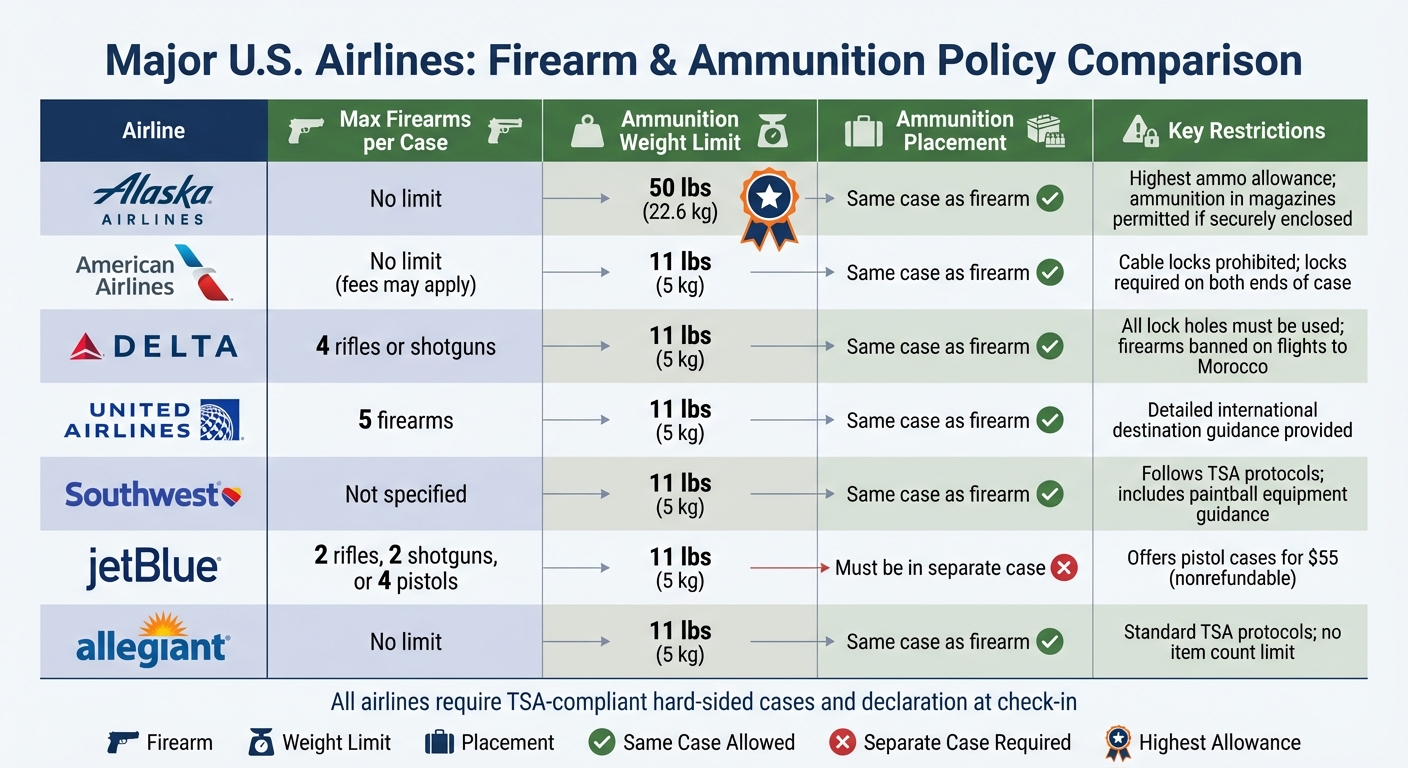 U.S. Airlines Hunting Equipment Policy Comparison Chart