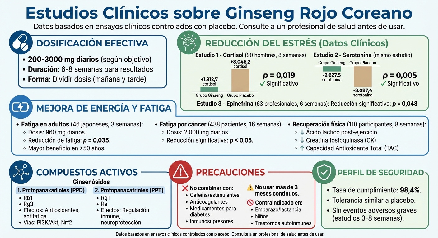 Beneficios del Ginseng Coreano: Datos Clínicos sobre Estrés, Cortisol y Energía