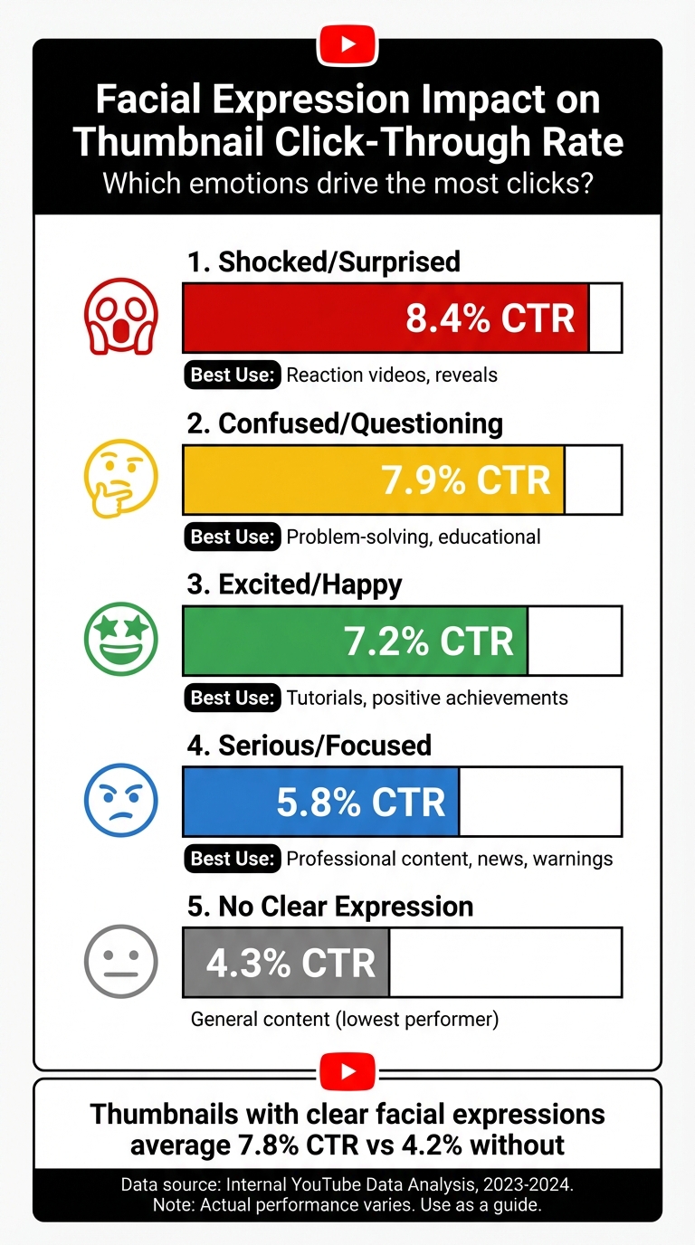 Facial Expression Impact on YouTube Thumbnail CTR Performance