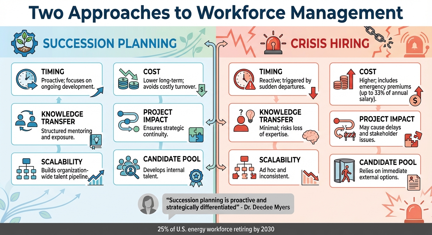 Succession Planning vs Crisis Hiring in Energy Sector Comparison