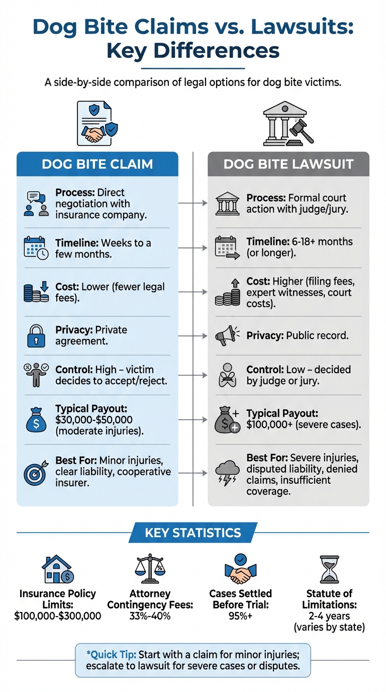Dog Bite Claims vs Lawsuits Comparison Chart