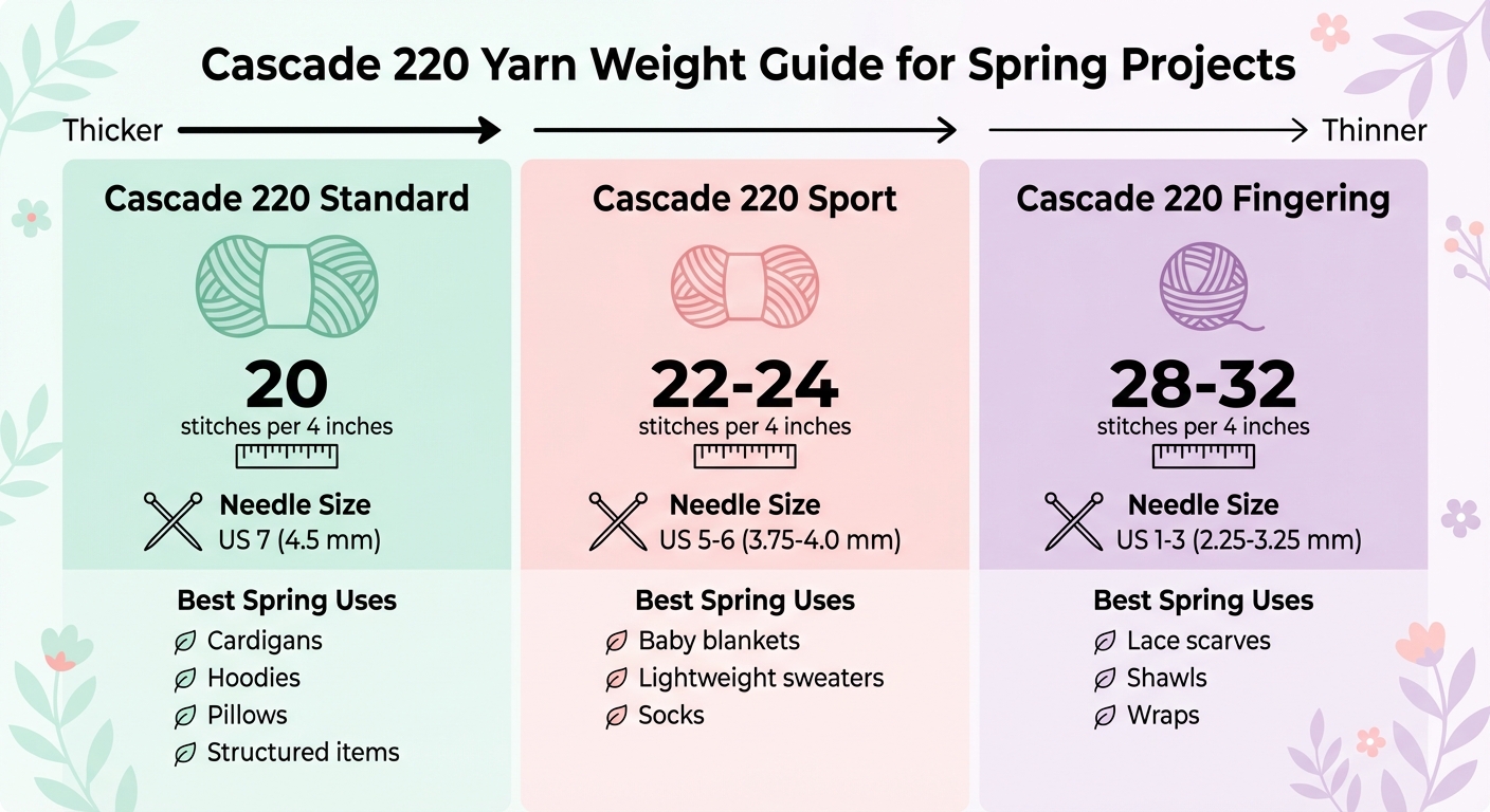 Cascade 220 Yarn Weight Comparison Guide for Spring Knitting