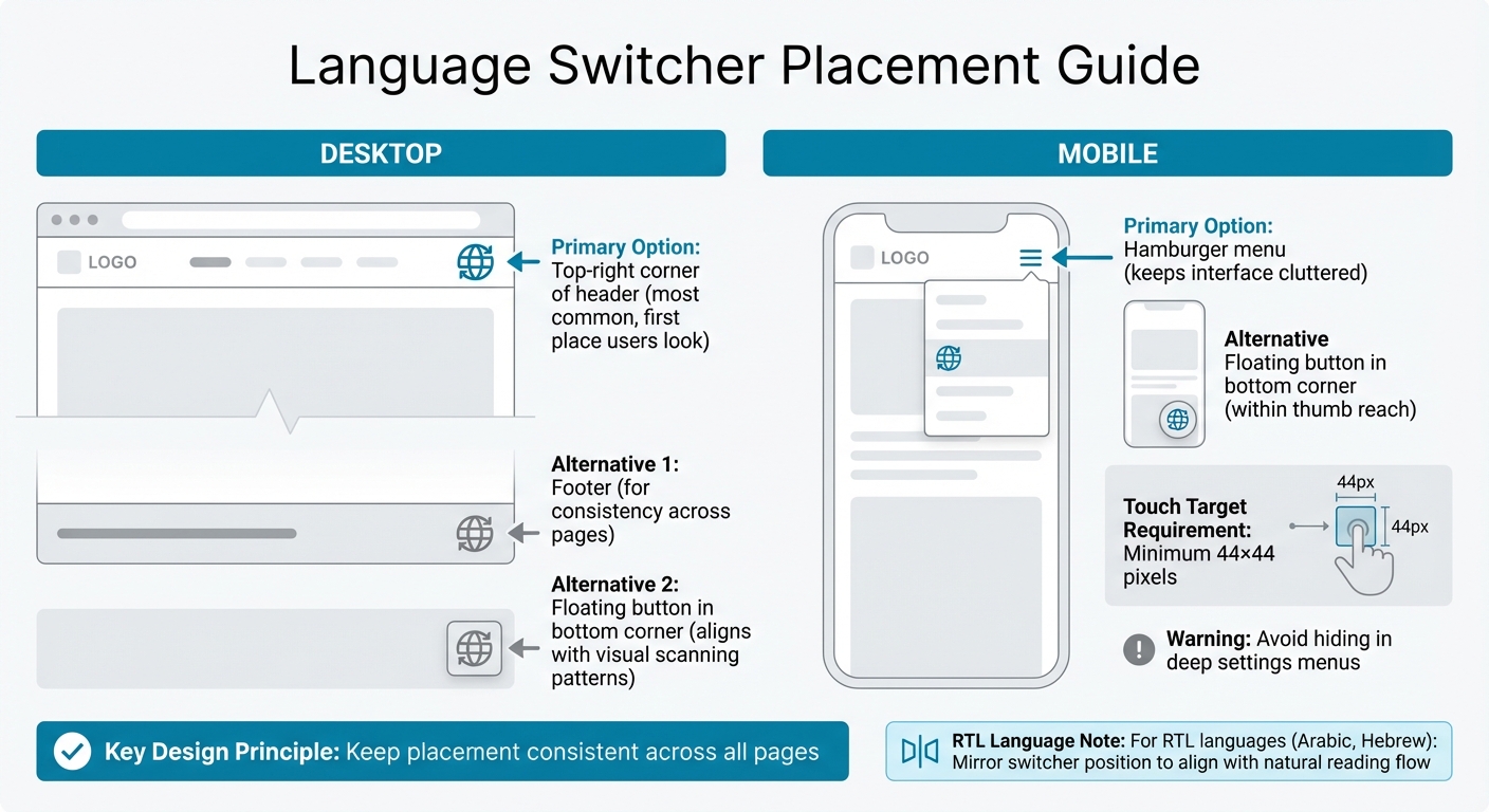 Language Switcher Placement Guide: Desktop vs Mobile Best Practices