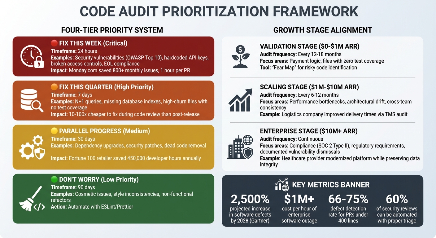 Code Audit Prioritization Framework: Fix Now vs Fix Later by Severity and Business Impact