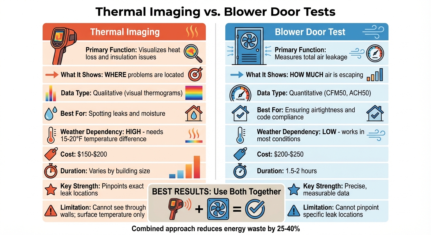 Thermal Imaging vs Blower Door Test Comparison Chart