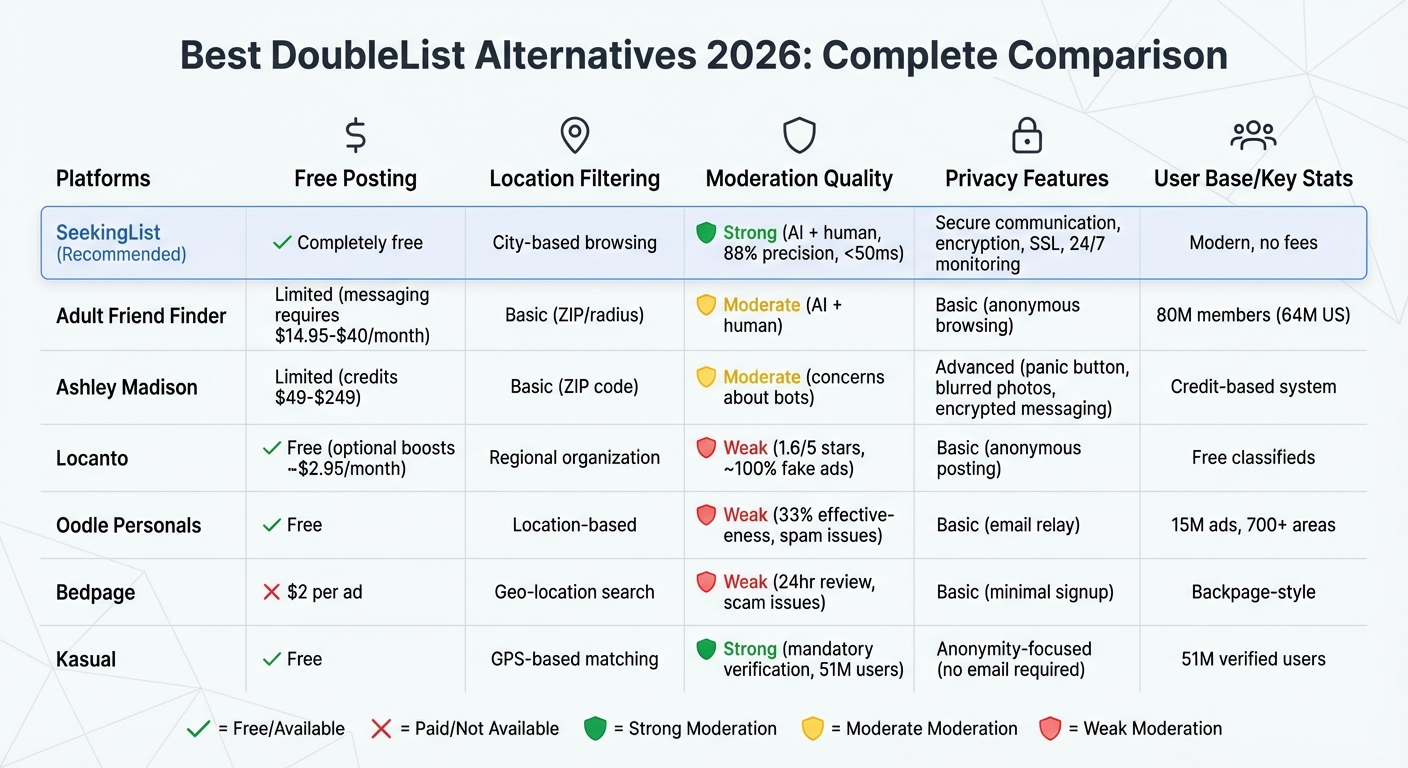 DoubleList Alternatives Comparison 2026: Features, Pricing & Privacy
