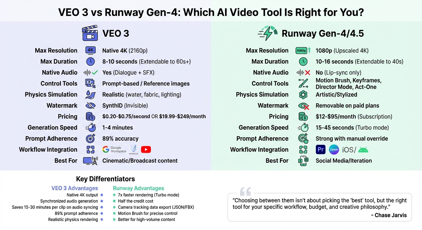 VEO 3 vs Runway Gen-4: Feature Comparison for AI Video Generation