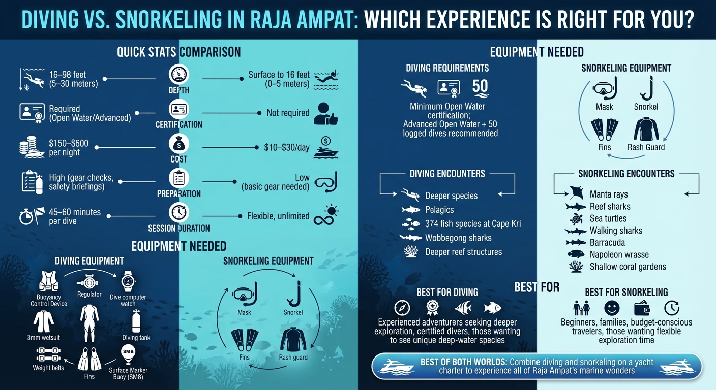 Diving vs Snorkeling in Raja Ampat: Complete Comparison Guide