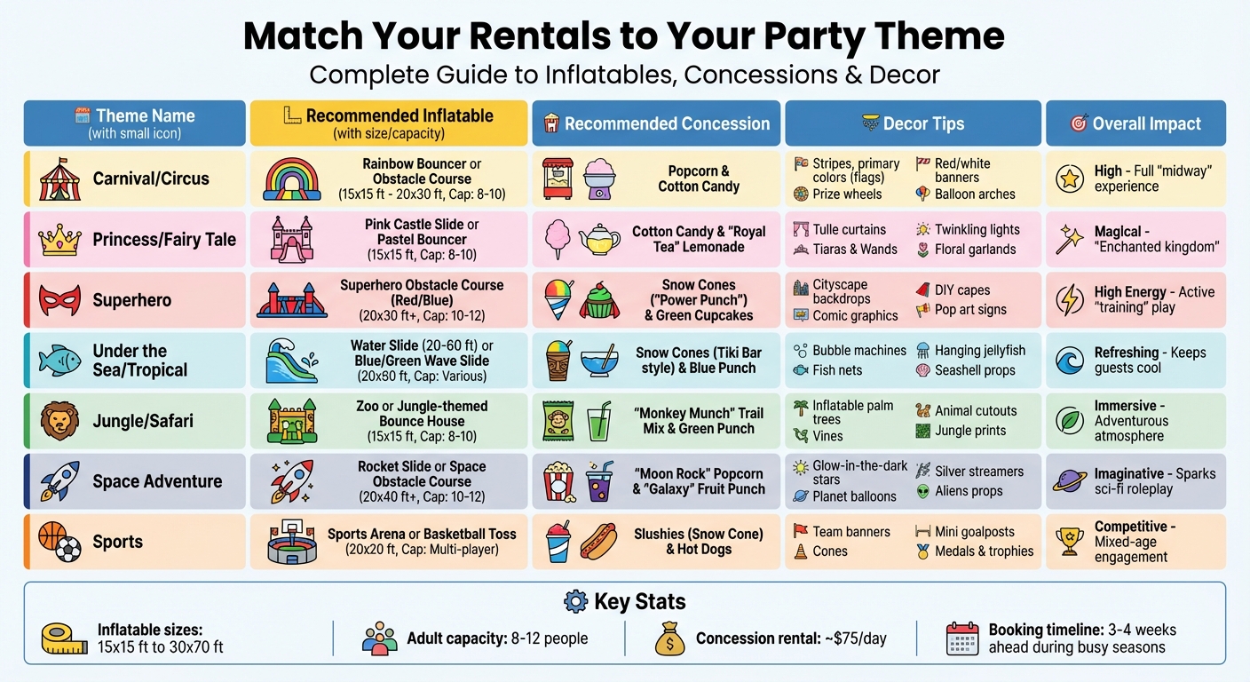 Party Theme Rental Matching Guide: Inflatables, Concessions & Decor