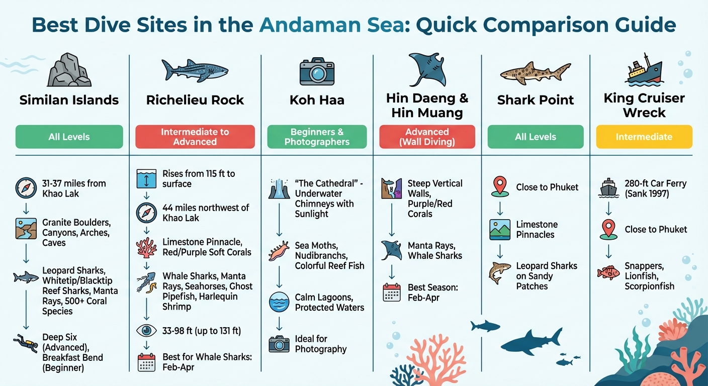Andaman Sea Dive Sites Comparison: Depth, Difficulty, and Marine Life