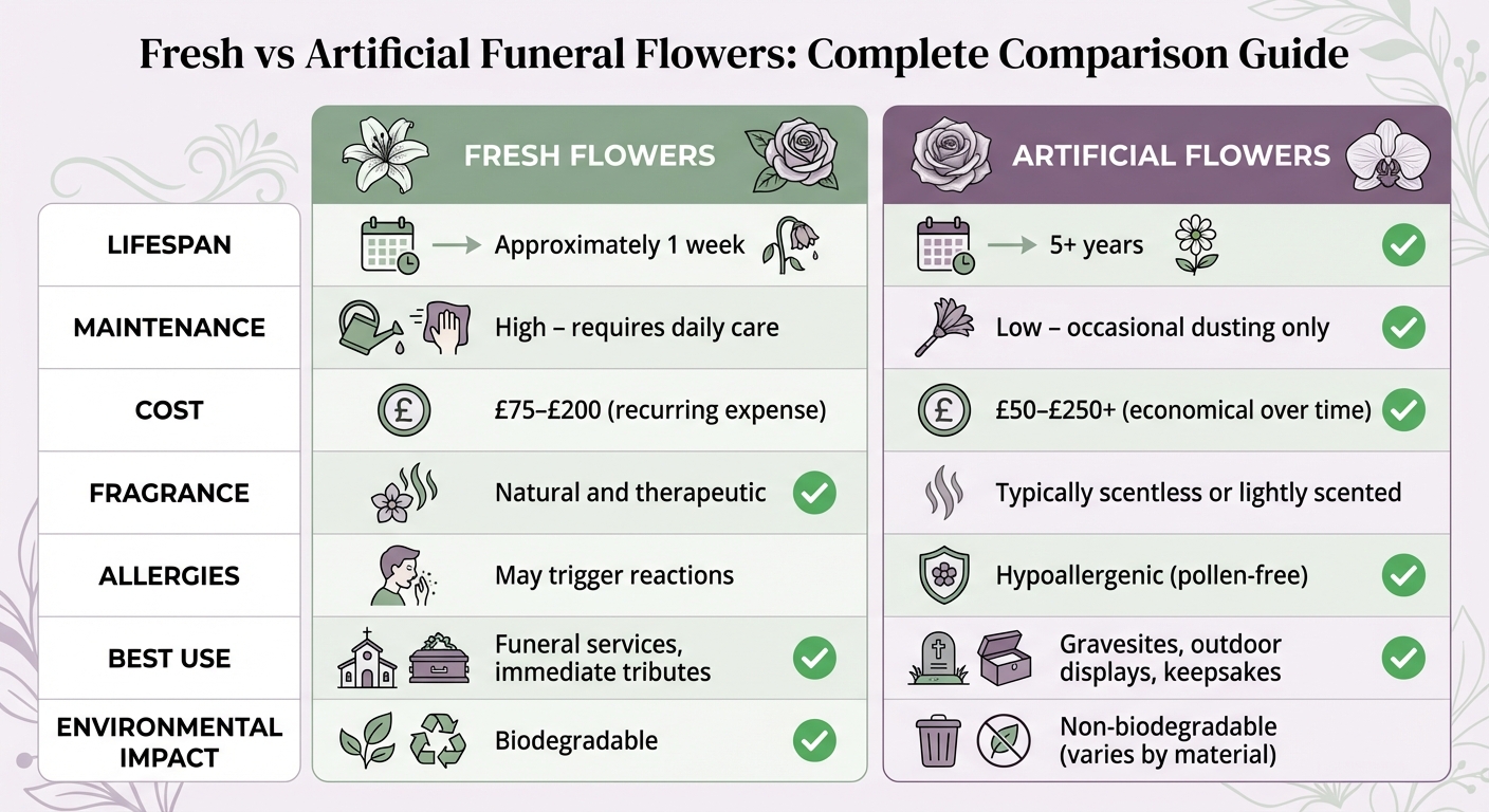 Fresh vs Artificial Funeral Flowers Comparison Guide