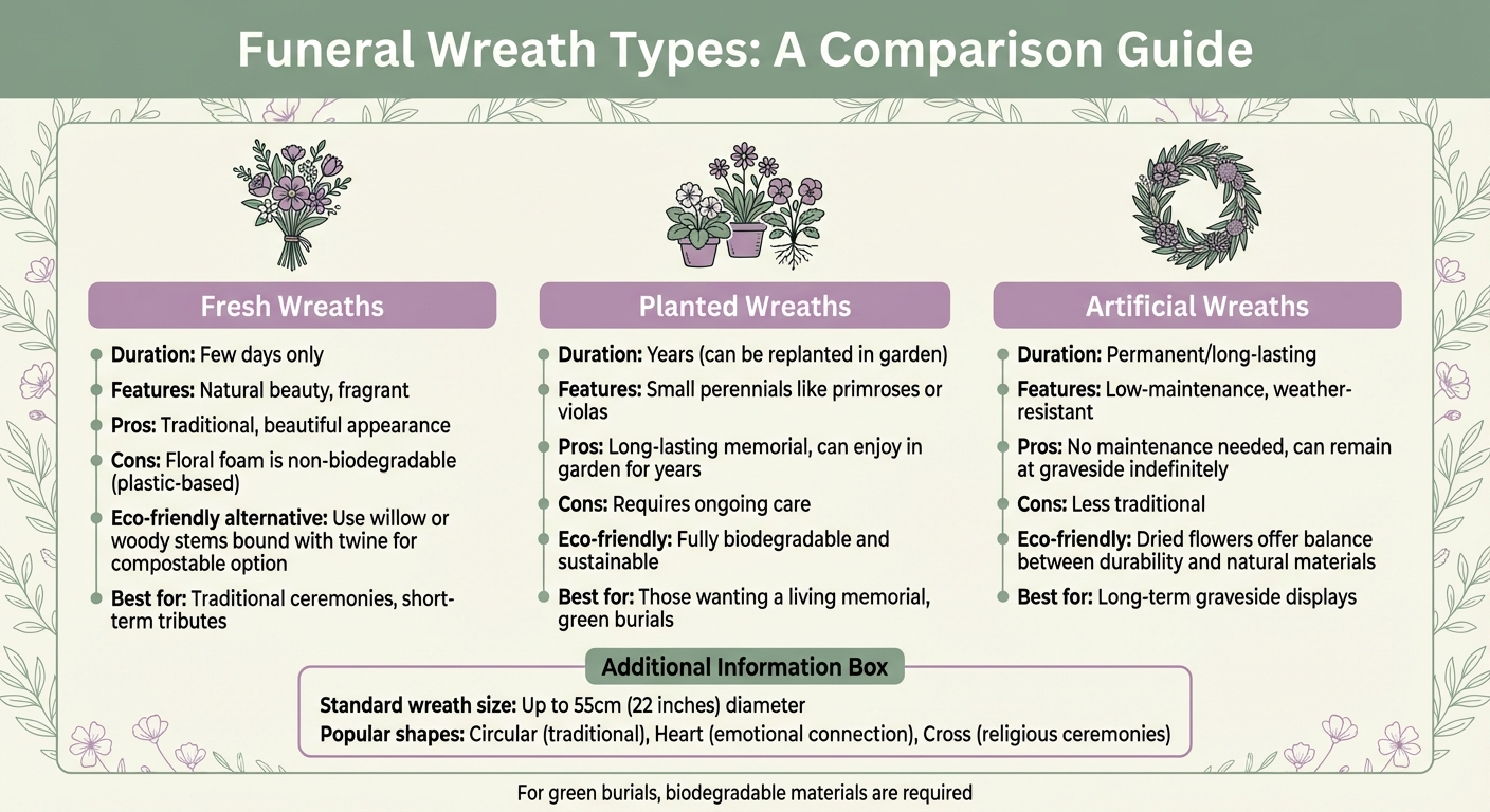 Funeral Wreath Types Comparison: Fresh vs Artificial vs Planted Options