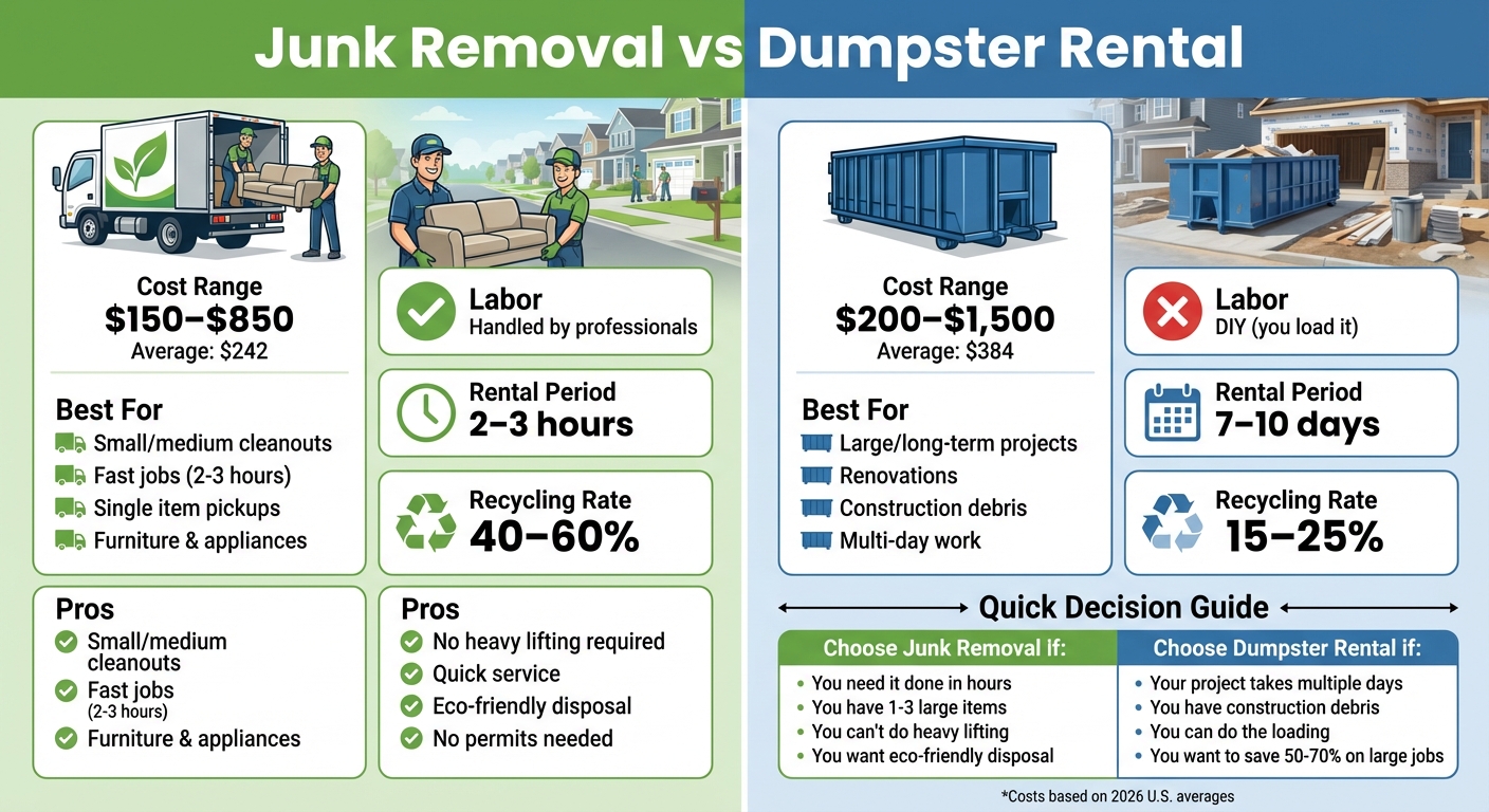 Junk Removal vs Dumpster Rental Cost Comparison Chart