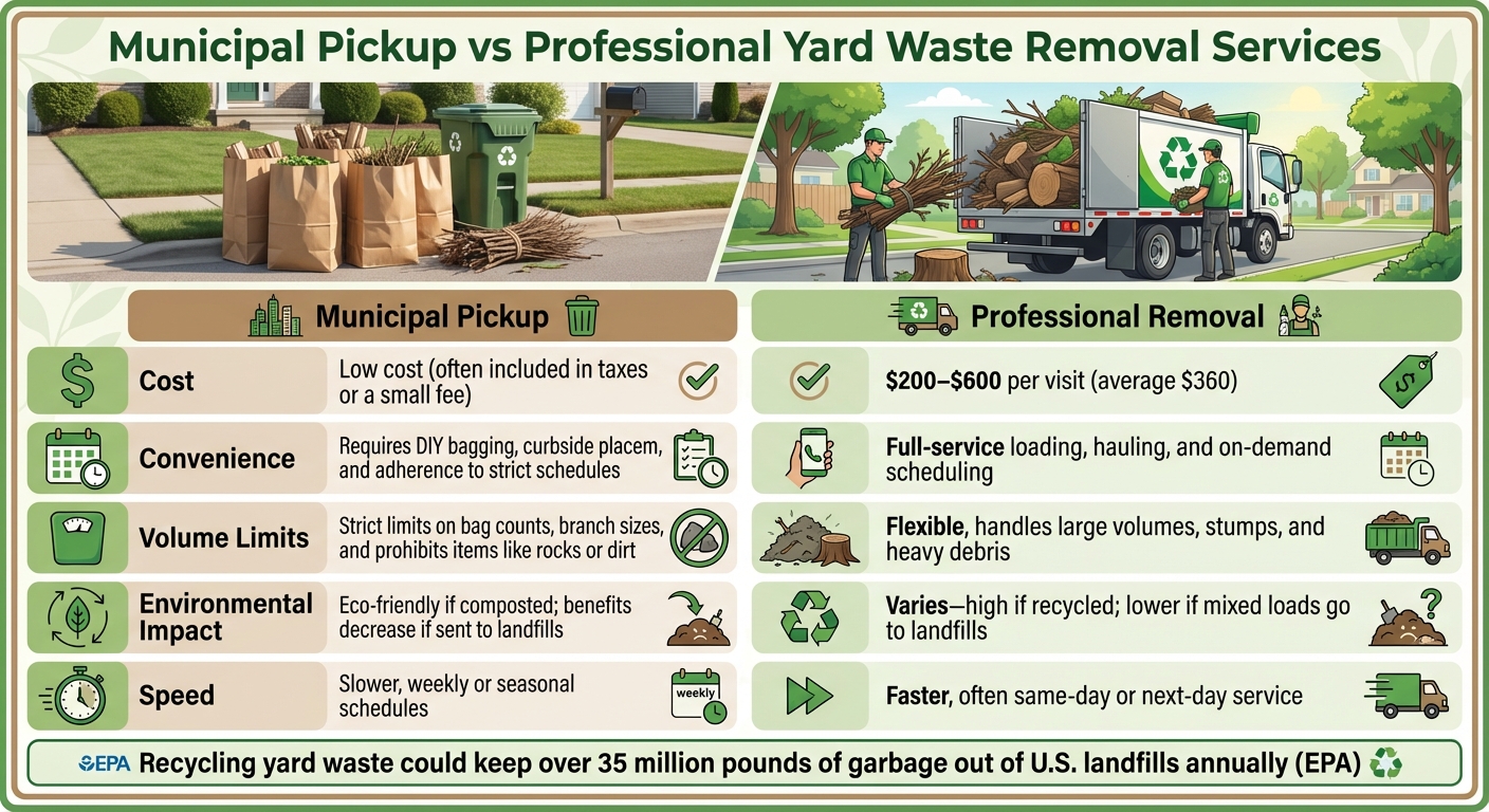 Municipal Pickup vs Professional Yard Waste Removal Services Comparison