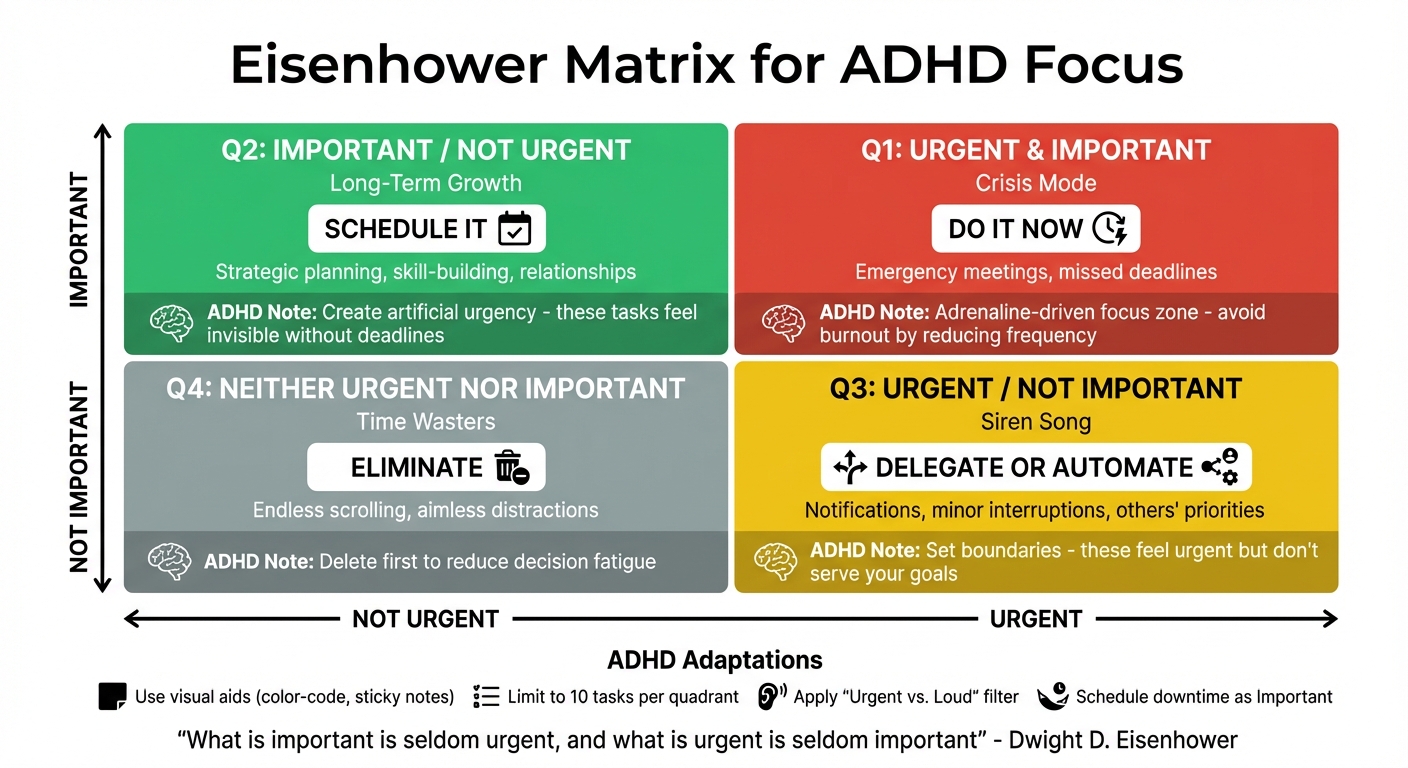 Eisenhower Matrix for ADHD Task Management: 4 Quadrants Explained