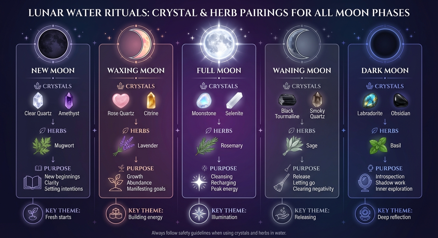 Crystal and Herb Pairings for Each Lunar Phase