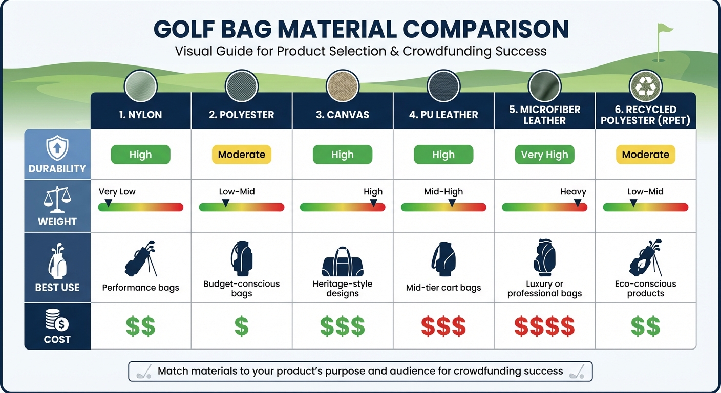 Golf Bag Material Comparison: Durability, Weight, Cost and Best Use Cases