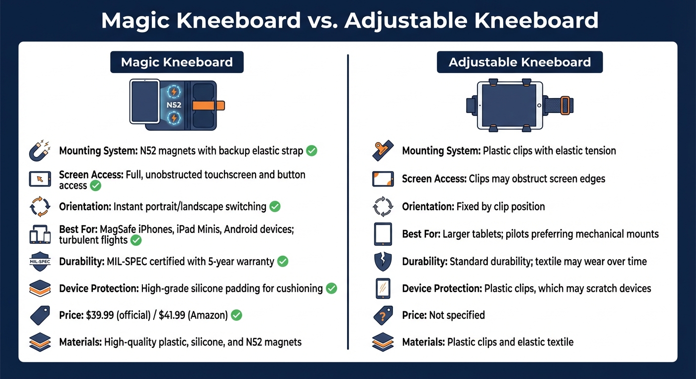 Magic Kneeboard vs Adjustable Kneeboard Feature Comparison