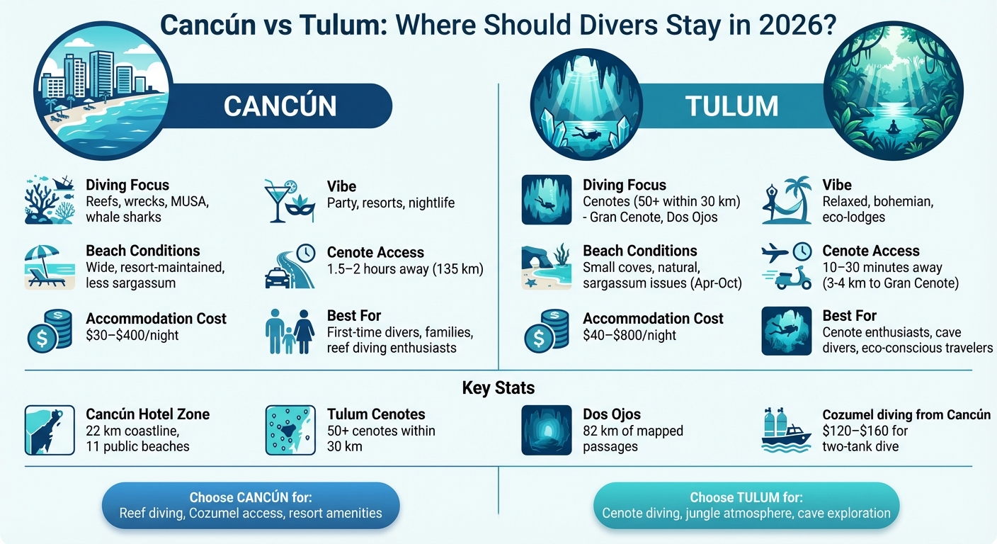 Cancún vs Tulum Diving Comparison 2026: Key Differences