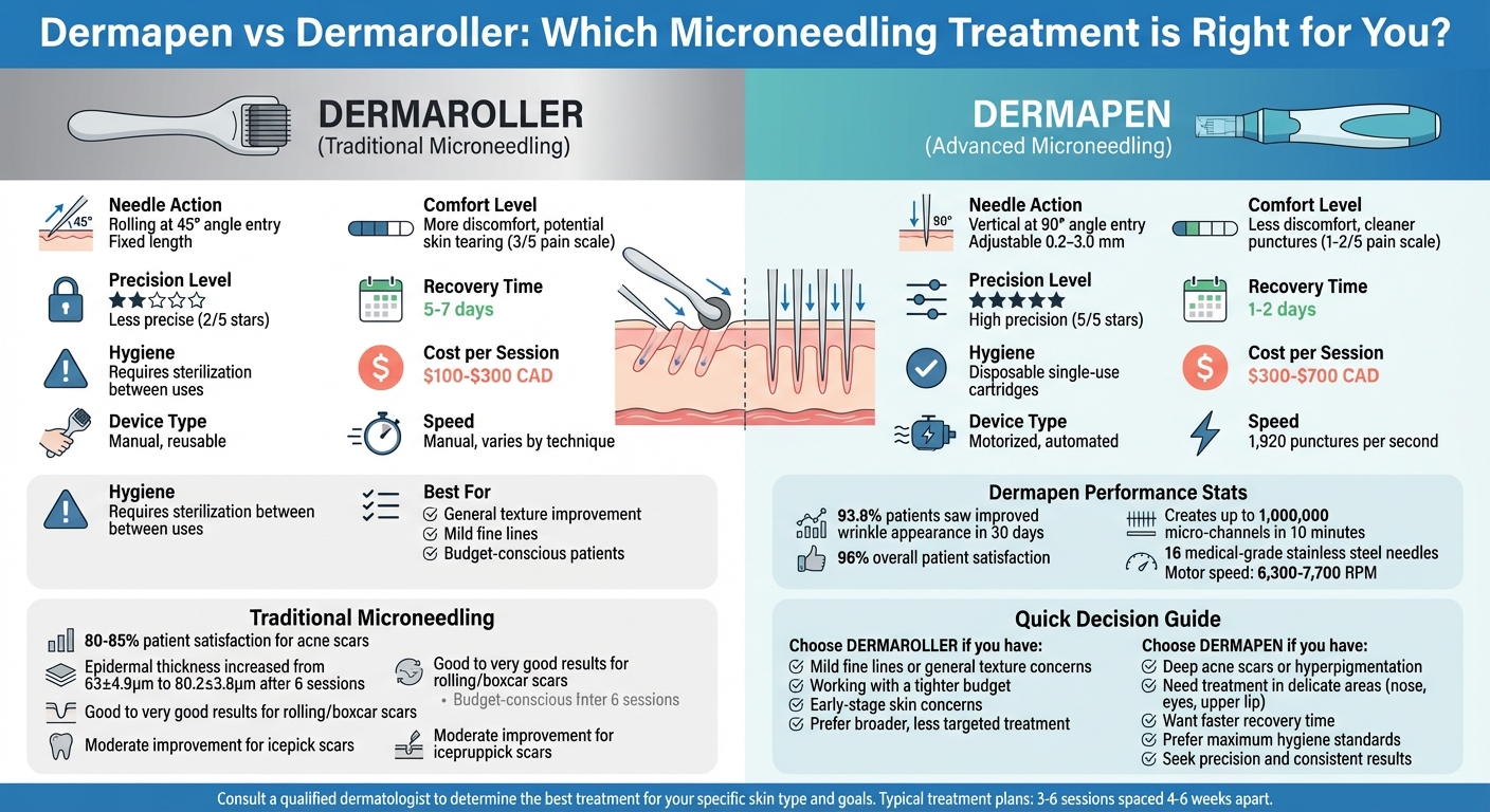 Dermapen vs Dermaroller Microneedling Comparison Chart