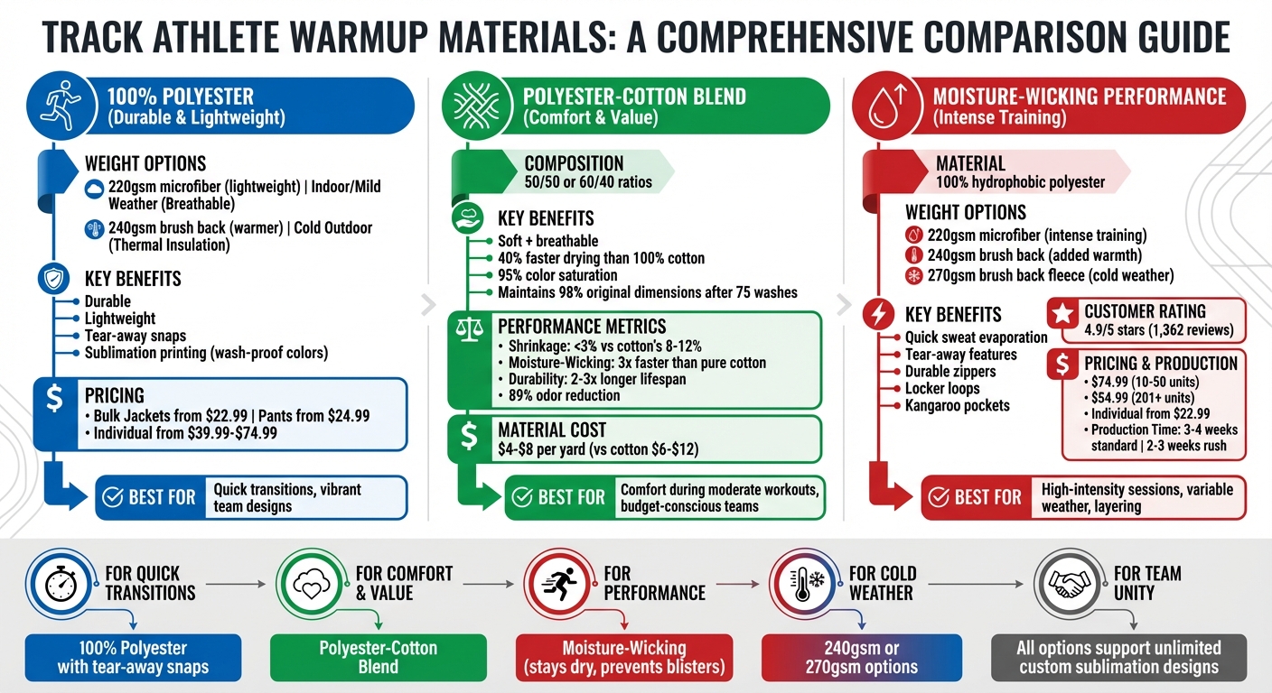 Track Warmup Materials Comparison: Polyester vs Blends vs Moisture-Wicking