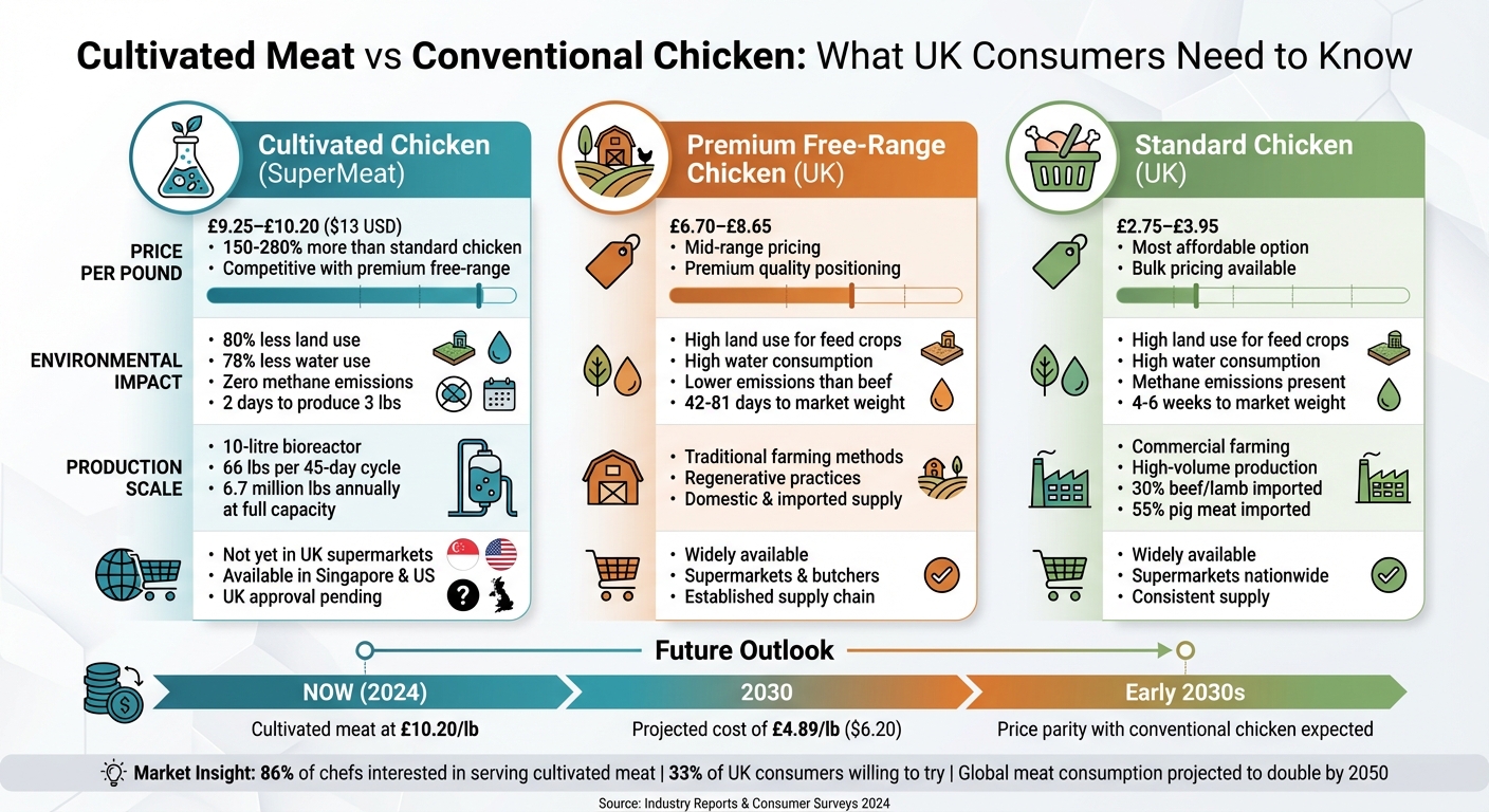 Cultivated Meat vs Conventional Chicken: Price, Environmental Impact & Production Comparison